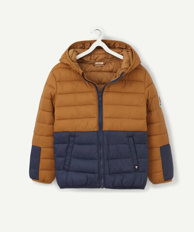 Coat - Padded jacket - Jacket radius - LIGHT AND WATER-REPELLENT CAMEL AND NAVY BLUE PADDED JACKET
