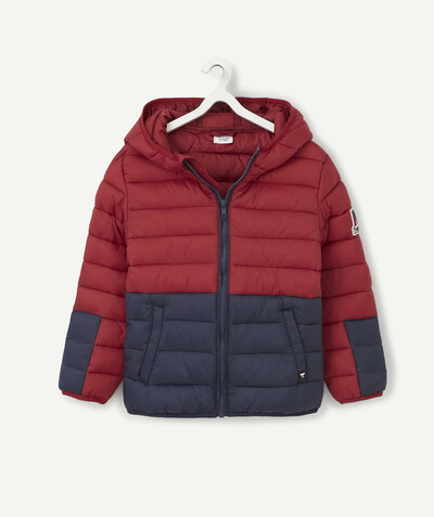 Boy radius - LIGHT AND WATER-REPELLENT COLOUR BLOCK PADDED JACKET IN RECYCLED FIBRES