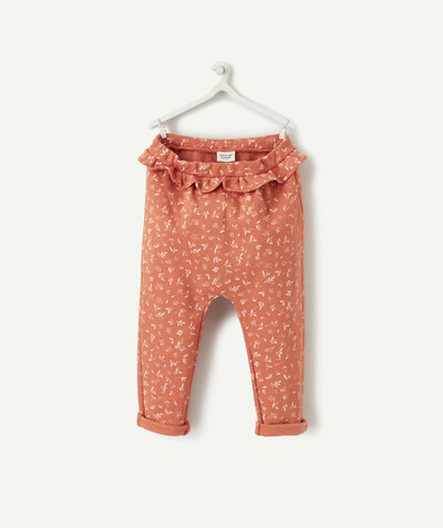 Trousers radius - CORAL FLOWER-PATTERNED JOGGING PANTS IN ORGANIC COTTON
