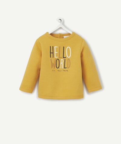 OUTLET radius - YELLOW SWEATSHIRT IN COTTON WITH A COLOURED MESSAGE