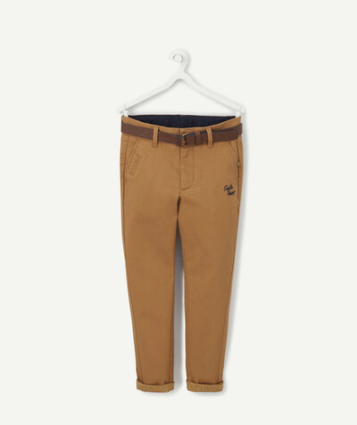 Boy radius - CAMEL CHINO TROUSERS WITH A FAUX LEATHER BELT