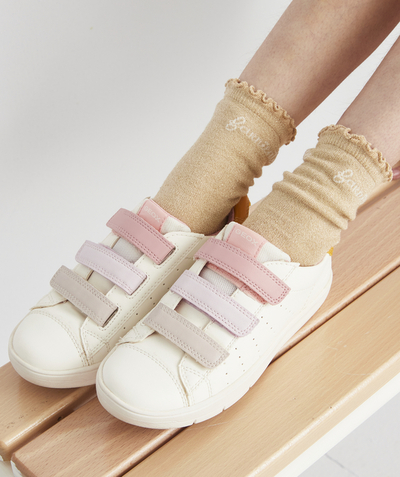 Girl radius - GEOX® - WHITE TRAINERS WITH COLOURED HOOK-AND-LOOP STRAPS