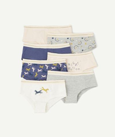 ECODESIGN radius - PACK OF SEVEN PAIRS OF PRINTED AND GOLDEN SHORTIES IN ORGANIC COTTON