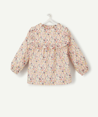 Baby-girl radius - COTTON BLOUSE WITH MULTICOLOURED FLOWERS
