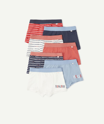Boy radius - SEVEN PAIRS OF BOXER SHORTS IN ORGANIC COTTON WITH PRINTED WORDS
