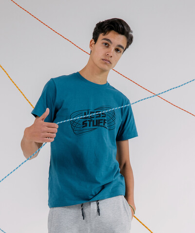 T-shirt Sub radius in - BLUE FLOCKED DUCK T-SHIRT IN ORGANIC COTTON
