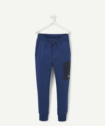 Sportswear radius - BLUE JOGGING PANTS IN ORGANIC COTTON WITH A ZIP POCKET