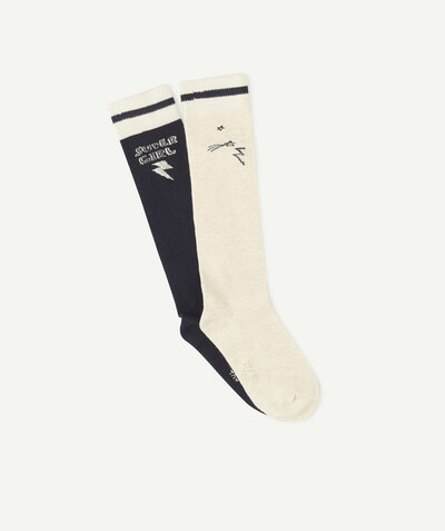 Low prices  radius - PACK OF TWO PAIRS OF CREAM AND NAVY BLUE LONG SOCKS