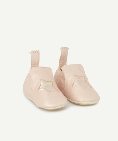 New collection radius - EASY PEASY ® - CHAUSSONS EN CUIR ROSE AVEC ÉTOILES