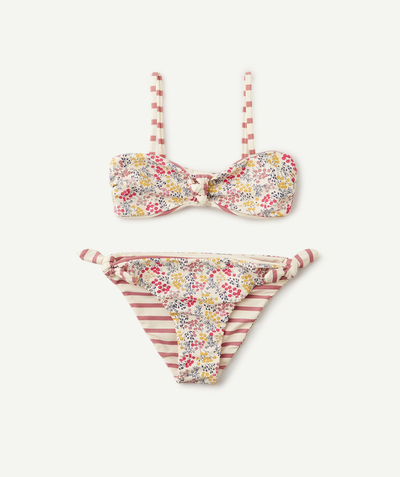 Girl radius - TWO-PIECE REVERSIBLE FLORAL AND STRIPED SWIMSUIT