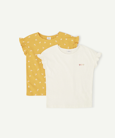 Low prices  radius - PACK OF TWO PLAIN PRINTED AND FRILLY T SHIRTS IN ORGANIC COTTON