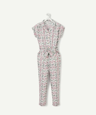 BOTTOMS radius - FLOWER-PATTERNED JUMPSUIT IN COTTON AND LINEN