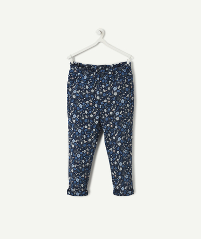 Baby-girl radius - BABY GIRLS' BLUE JOGGING PANTS WITH A FLOWER PRINT