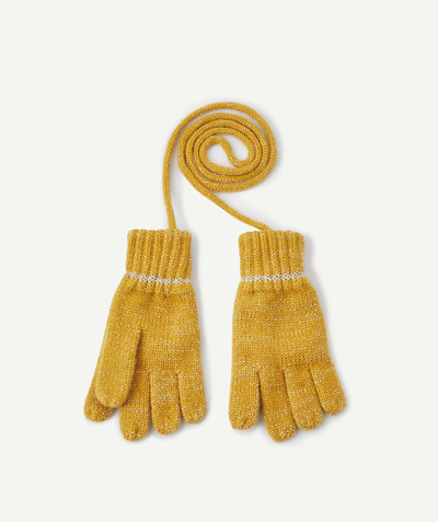 Girl radius - GIRLS' YELLOW SPARKLING GLOVES WITH CORDS
