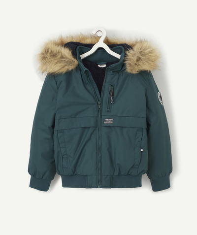 Coat - Padded jacket - Jacket radius - GREEN SHERPA-LINED PADDED JACKET