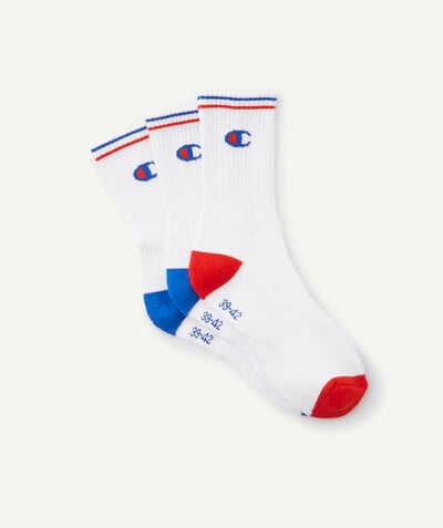 Teen girls' clothing Tao Categories - THREE PAIRS OF TRICOLOURED ANKLE SOCKS