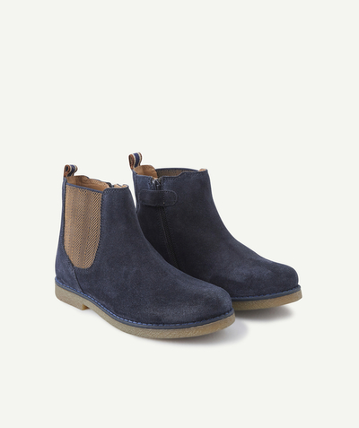 Boots Tao Categories - BOYS' BLUE VEGETABLE TANNED LEATHER CHELSEA BOOTS
