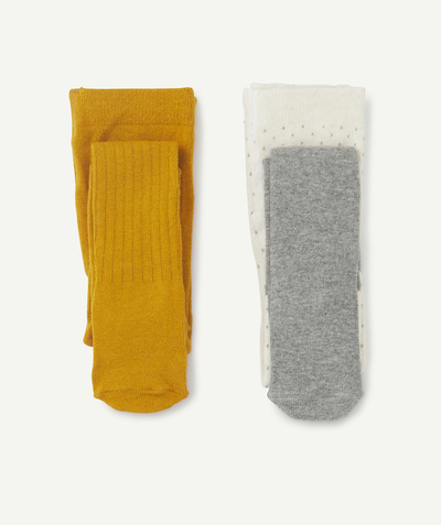 Baby-girl radius - PACK OF TWO PAIRS OF YELLOW AND GREY TIGHTS FOR BABY GIRLS