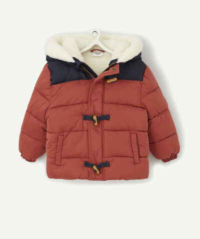 ECODESIGN radius - RED AND BLUE SHERPA-LINED PADDED JACKET WITH HOOD