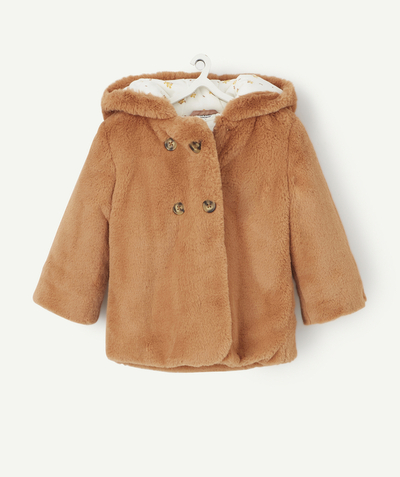 Coat - Padded jacket - Jacket radius - CAMEL COAT IN IMITATION FUR