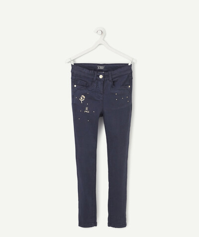 BOTTOMS radius - NAVY BLUE SKINNY TROUSERS WITH SPARKLING DESIGNS