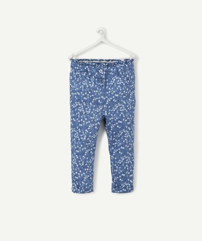 Trousers radius - BLUE TROUSERS WITH WHITE FLOWERS