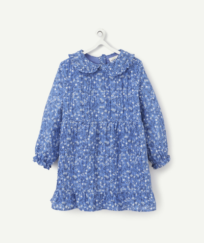 Outlet radius - BLUE FLOWER-PATTERNED DRESS WITH A PETER PAN COLLAR
