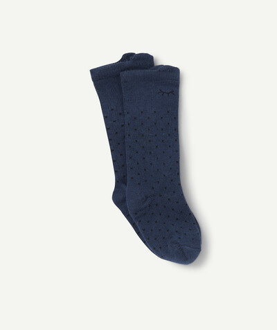 Outlet radius - PAIR OF LONG BLUE SOCKS WITH A FUN DESIGN