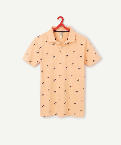 shirt Sub radius in - POLO SHIRT IN ORANGE COTTON WITH A PALM TREE PRINT