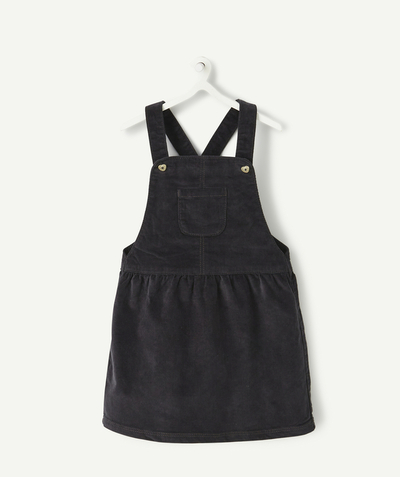 Nice and warm radius - BABY GIRLS' BLACK VELVET PINAFORE DRESS WITH HEART-SHAPED BUTTONS