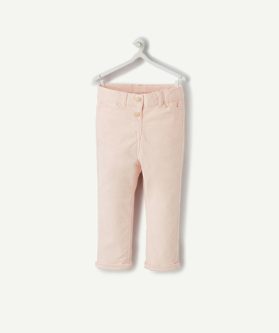 Basics radius - SLIM PINK TROUSERS IN VELVET WITH HEART-SHAPED BUTTONS