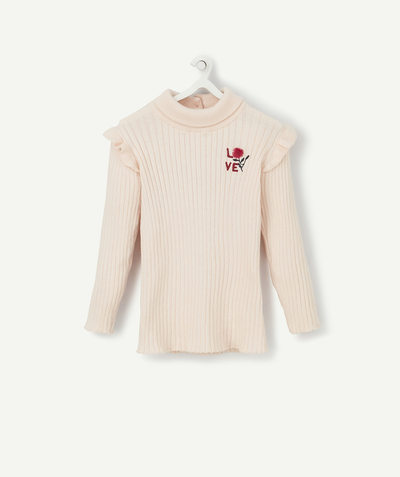 Outlet radius - PINK TURTLENECK TOP WITH A LACY KNIT DESIGN
