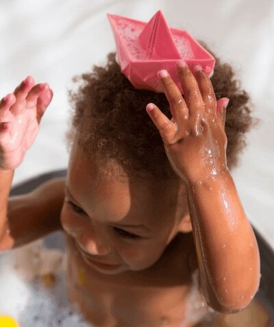 Baby-boy radius - OLI & CAROL ® - BATH TOY - PINK ORIGAMI BOAT