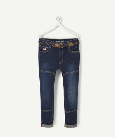 Low prices radius - MILO STRAIGHT BLUE COTTON JEANS WITH A PLAITED BELT