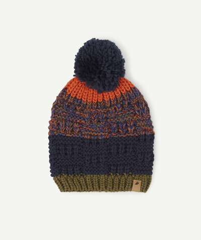 Accessories radius - HAT WITH A POMPOM, IN A MULTICOLOURED KNIT