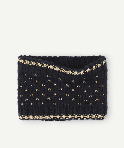 Baby-girl radius - NAVY BLUE AND GOLD AND KNITTED SNOOD