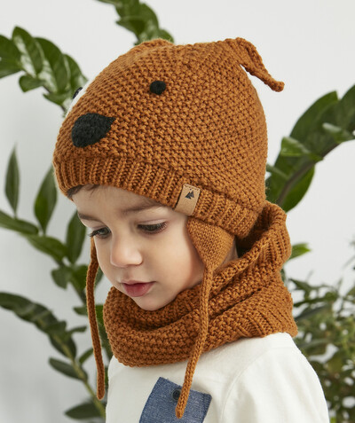 Hats - Caps corner - CAMEL-COLOURED LINED KNITTED SNOOD