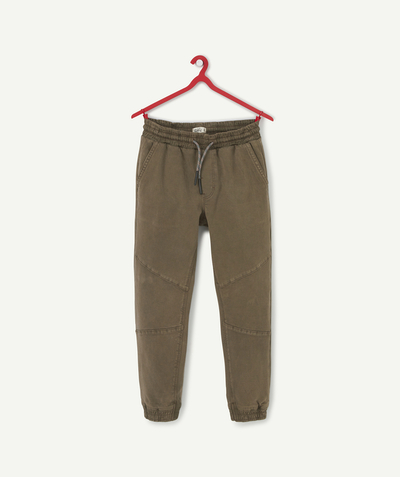 All collection Sub radius in - BOYS' KHAKI TROUSERS IN ECO-FRIENDLY VISCOSE WITH TOPSTITCHING