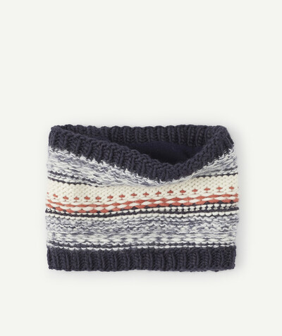 Hats - Caps corner - BLUE AND TERRACOTTA KNIT SNOOD