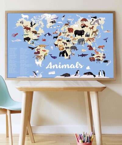 POPPIK ® Rayon - LE POSTER ANIMAUX AVEC 67 STICKERS REPOSITIONNABLES