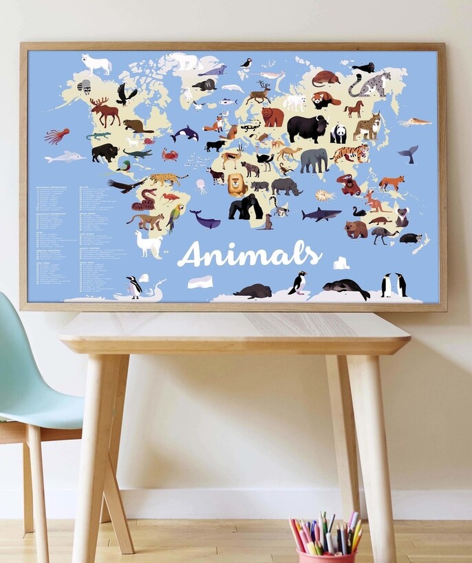 POPPIK ® Rayon - LE POSTER ANIMAUX AVEC 67 STICKERS REPOSITIONNABLES