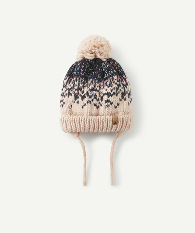 Baby-girl radius - PINK AND NAVY BLUE SPARKLING KNITTED HAT