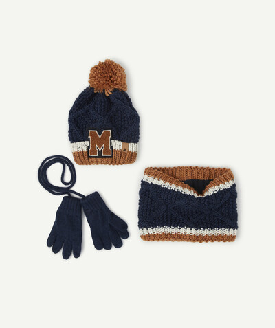 Boy radius - HAT, SNOOD AND GLOVES SET WITH A BOUCLE DESIGN
