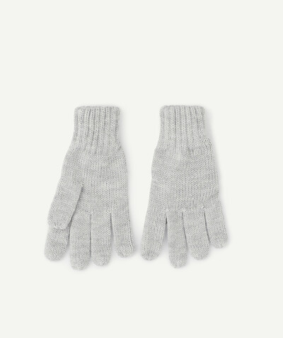 Boy radius - GREY KNITTED GLOVES IN RECYCLED FIBRES