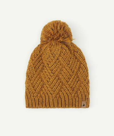 Nice and warm radius - BOYS' MUSTARD YELLOW HAT IN RECYCLED FIBRES