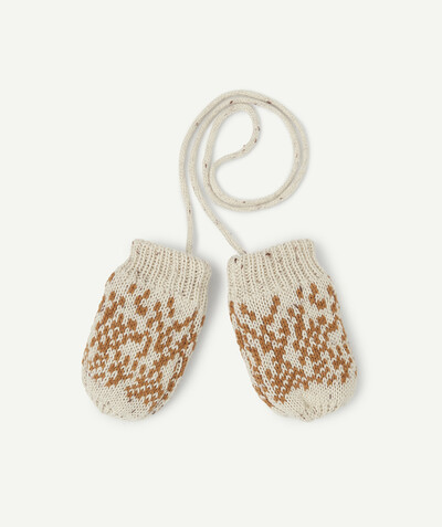 Baby-boy radius - CAMEL AND BEIGE KNITTED MITTENS