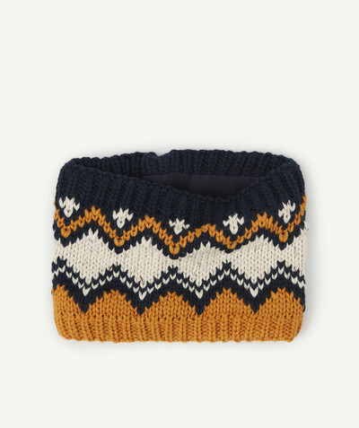 Hats - Caps corner - ORANGE AND BLUE KNITTED SNOOD