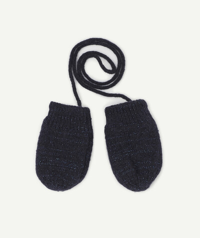 Baby-girl radius - SPARKLING NAVY BLUE KNITTED MITTENS