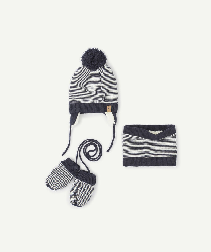 Nice and warm Tao Categories - STRIPED HAT, MITTENS AND SNOOD SET