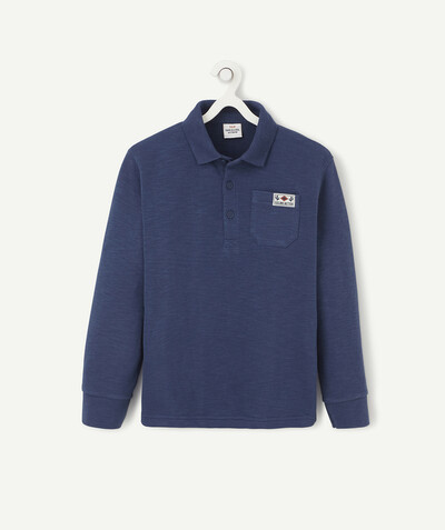 TOP radius - NAVY BLUE POLO SHIRT WITH A MESSAGE AT THE BACK